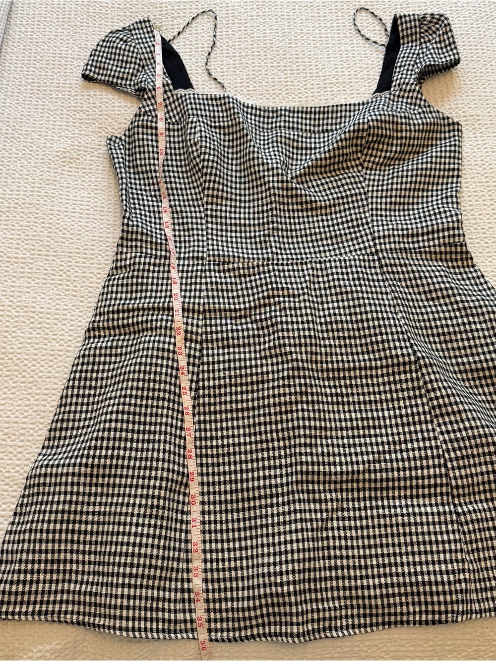 NWOT Reformation Loula Linen Dress Sample | Sz 14 | remy check / black gingham - Picture 7 of 7
